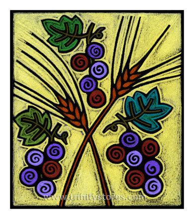 Jun 20 - Wheat and Grapes - artwork by Julie Lonneman. - trinitystores