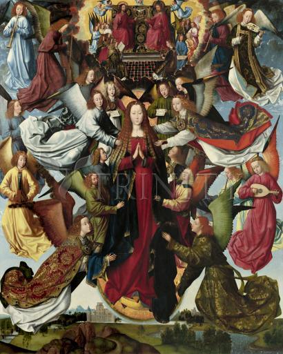 Virgin Mary, Queen of Heaven, Angels, Canvas print 14x11