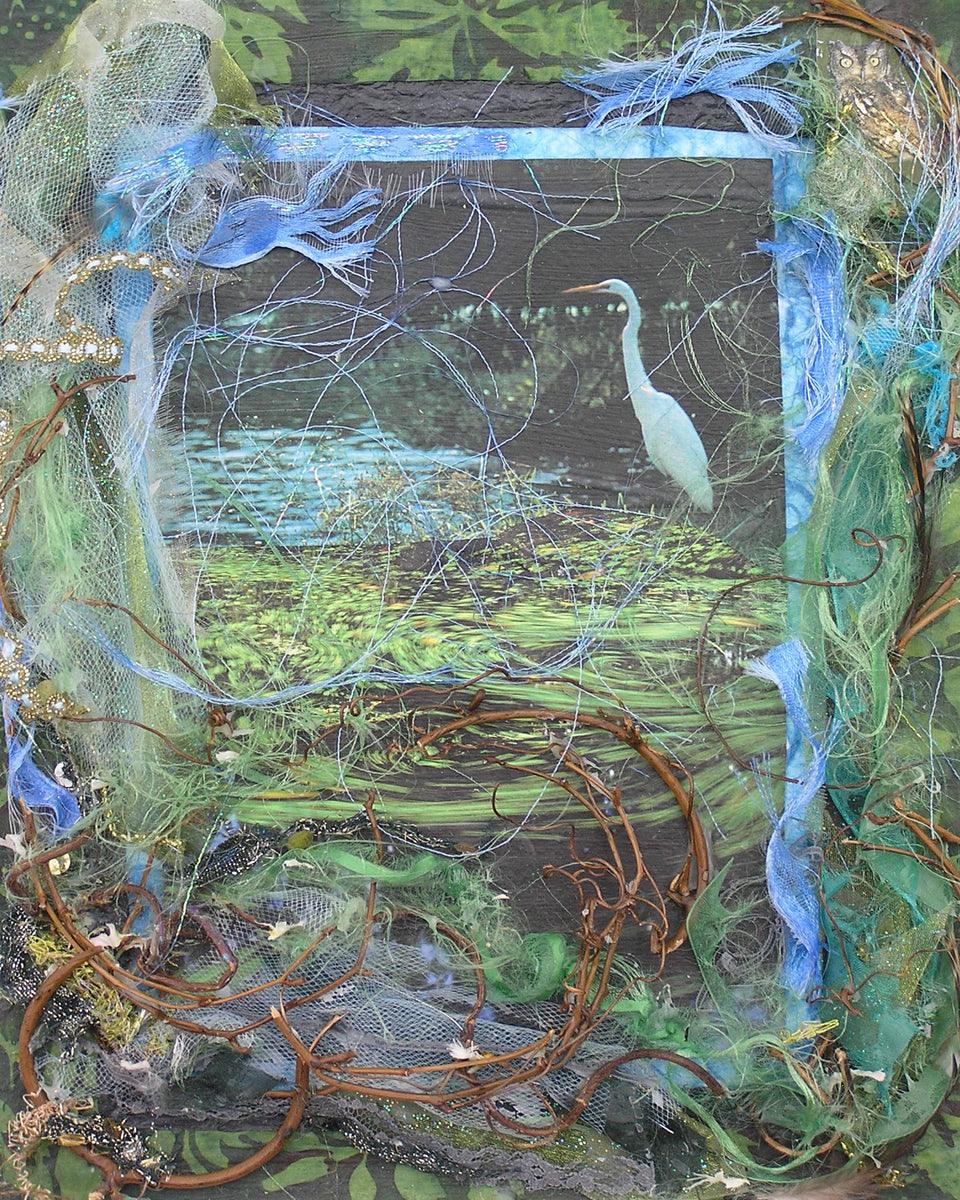 Wall Frame Espresso - Ibis in Lily Pond by Fr. Bob Gilroy, SJ - Trinity Stores