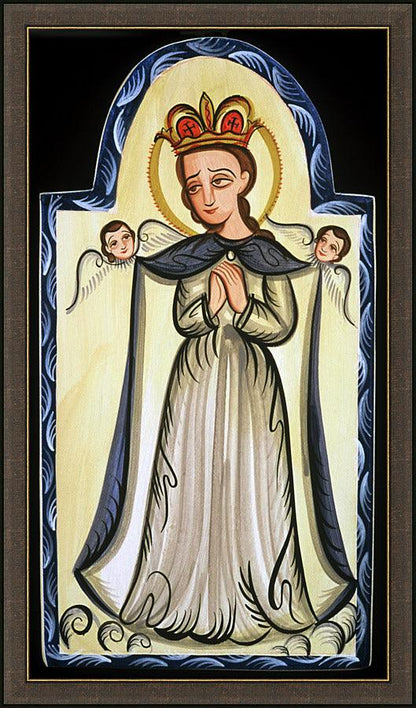 Wall Frame Espresso - Our Lady, Queen of the Angels by Br. Arturo Olivas, OFS - Trinity Stores