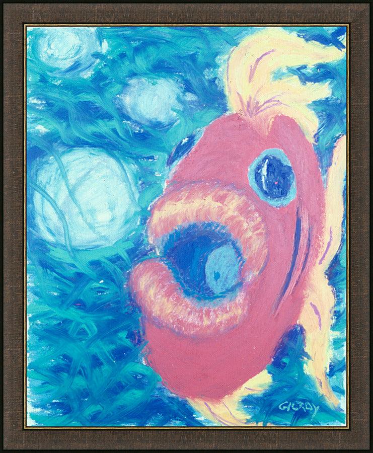 Wall Frame Espresso - Fish Blowing Bubbles by Fr. Bob Gilroy, SJ - Trinity Stores