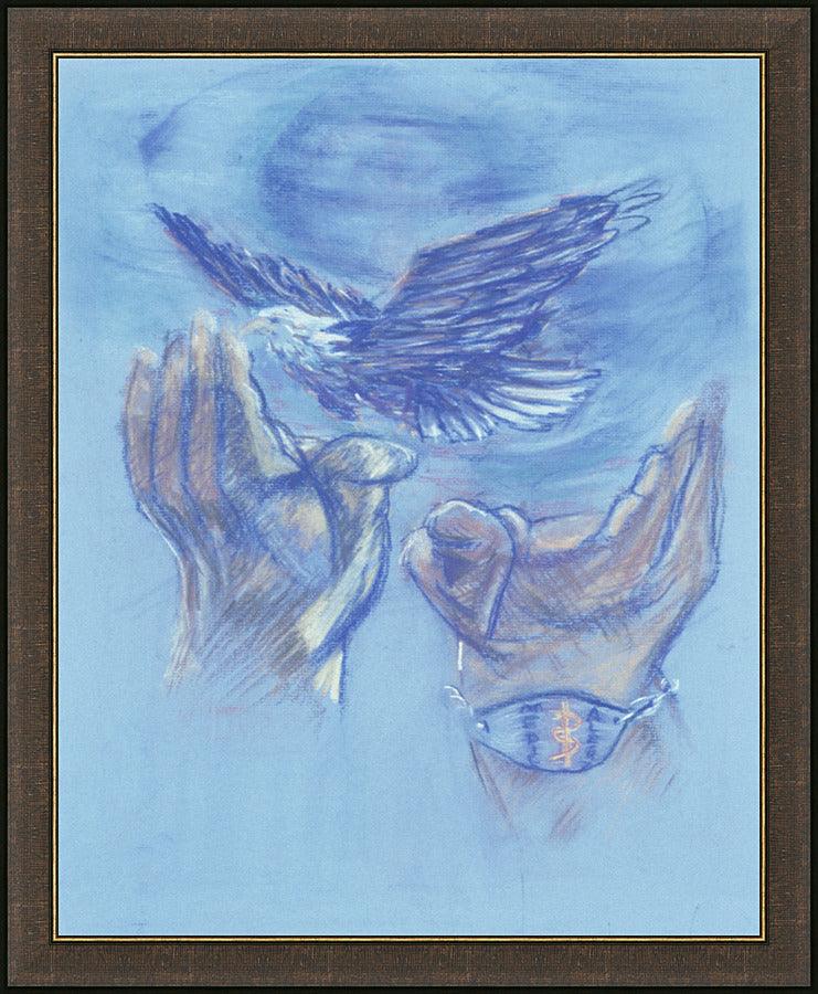 Wall Frame Espresso - Eagle Flying in Freedom by Fr. Bob Gilroy, SJ - Trinity Stores
