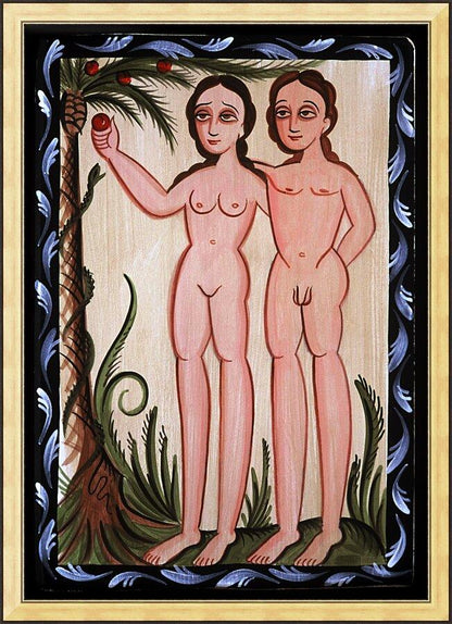 Wall Frame Gold - Adam and Eve by Br. Arturo Olivas, OFS - Trinity Stores