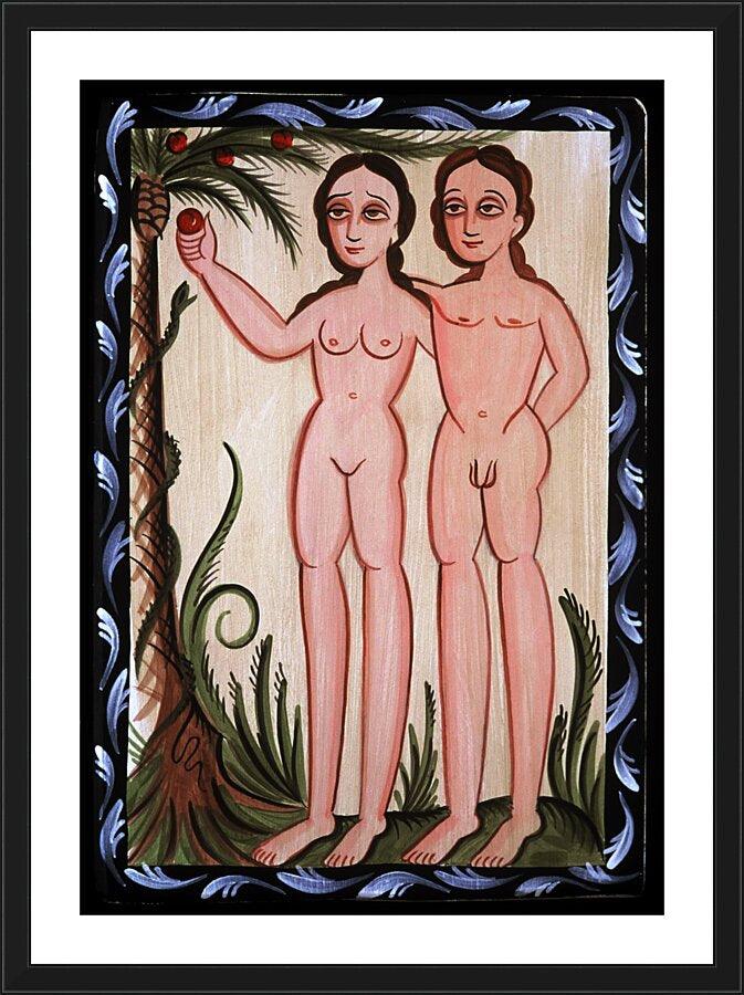 Wall Frame Black, Matted - Adam and Eve by Br. Arturo Olivas, OFS - Trinity Stores