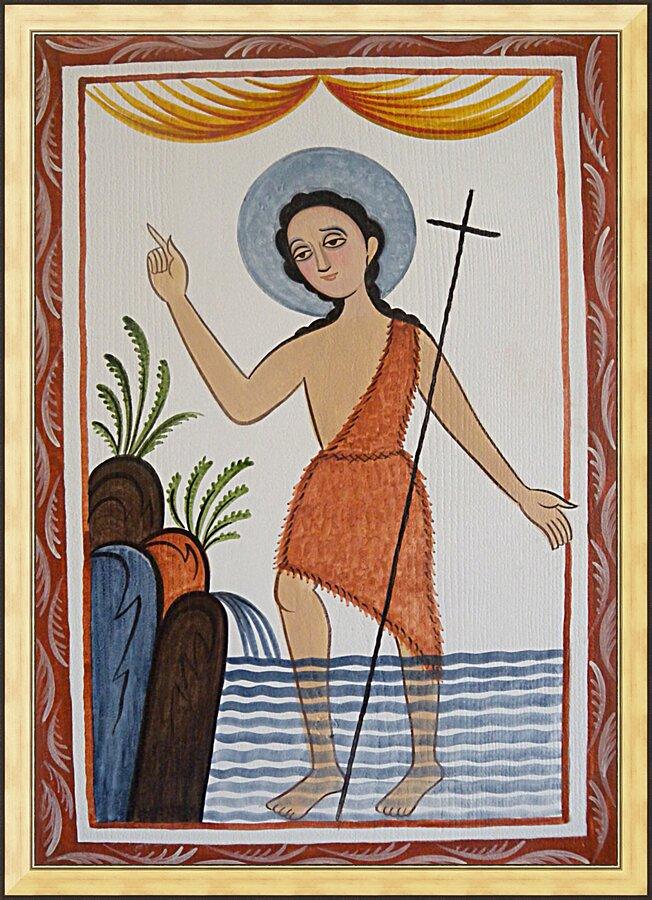 Wall Frame Gold - St. John the Baptist by Br. Arturo Olivas, OFS - Trinity Stores