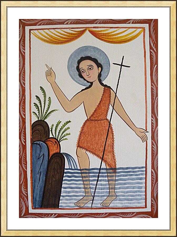Wall Frame Gold, Matted - St. John the Baptist by Br. Arturo Olivas, OFS - Trinity Stores
