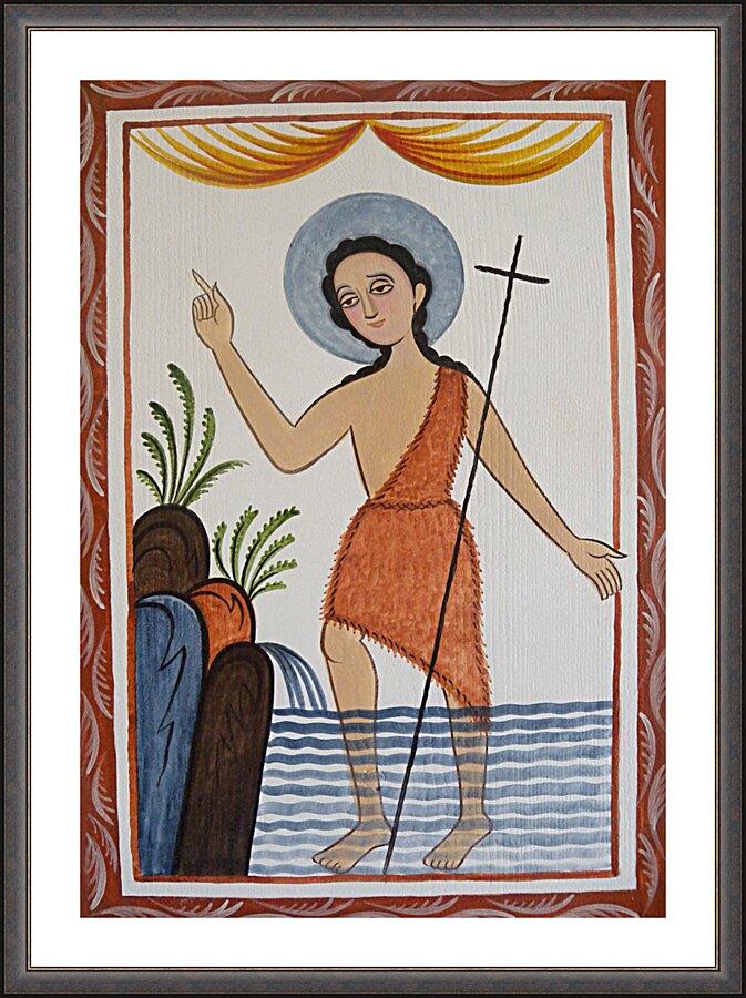 Wall Frame Espresso, Matted - St. John the Baptist by Br. Arturo Olivas, OFS - Trinity Stores