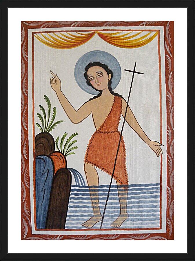 Wall Frame Black, Matted - St. John the Baptist by Br. Arturo Olivas, OFS - Trinity Stores