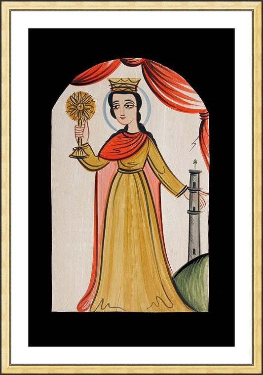 Wall Frame Gold, Matted - St. Barbara by Br. Arturo Olivas, OFS - Trinity Stores