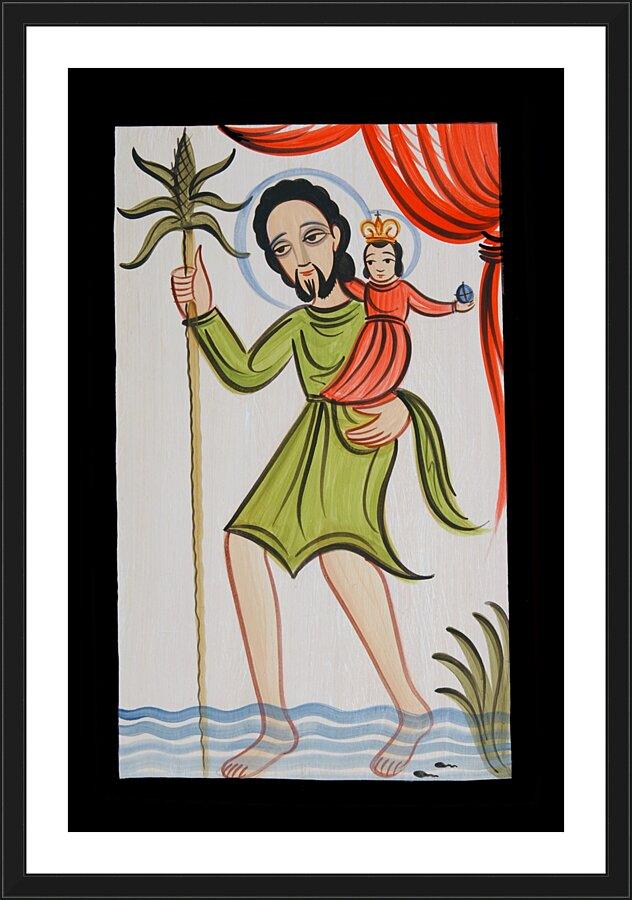 Wall Frame Black - St. Christopher by Br. Arturo Olivas, OFS - Trinity Stores