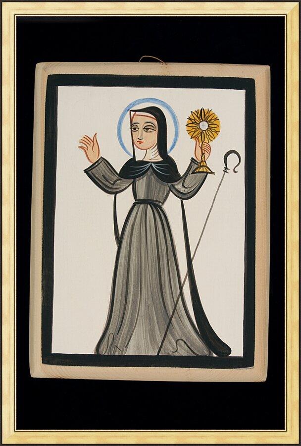 Wall Frame Gold - St. Clare of Assisi by Br. Arturo Olivas, OFS - Trinity Stores