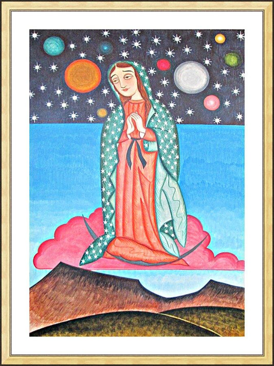 Wall Frame Gold, Matted - Our Lady of the Cosmos by Br. Arturo Olivas, OFS - Trinity Stores