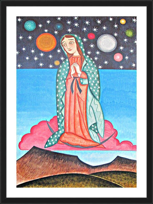 Wall Frame Black, Matted - Our Lady of the Cosmos by Br. Arturo Olivas, OFM - Trinity Stores
