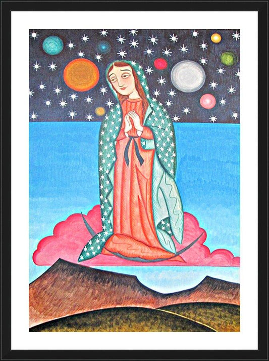 Wall Frame Black, Matted - Our Lady of the Cosmos by Br. Arturo Olivas, OFS - Trinity Stores