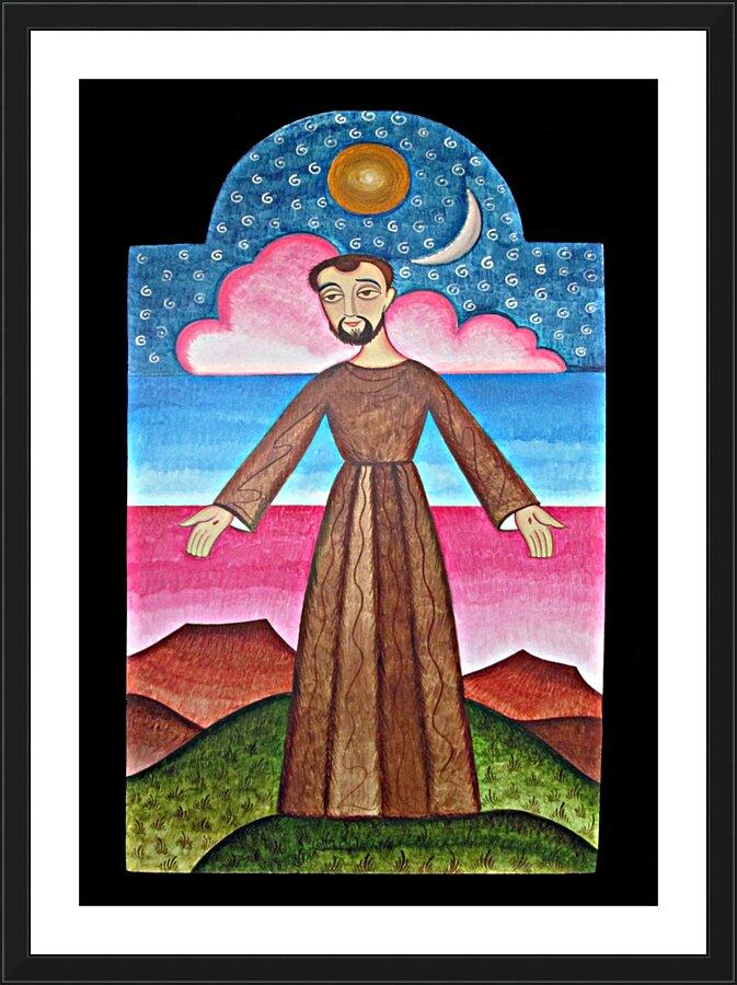 Wall Frame Black, Matted - St. Francis of Assisi, Herald of Creation by Br. Arturo Olivas, OFS - Trinity Stores