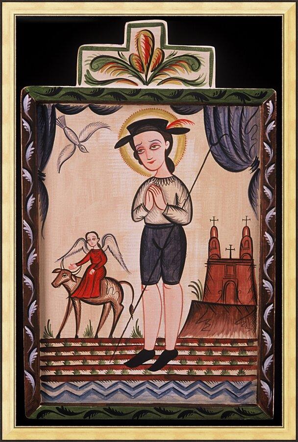 Wall Frame Gold - St. Isidore by Br. Arturo Olivas, OFS - Trinity Stores
