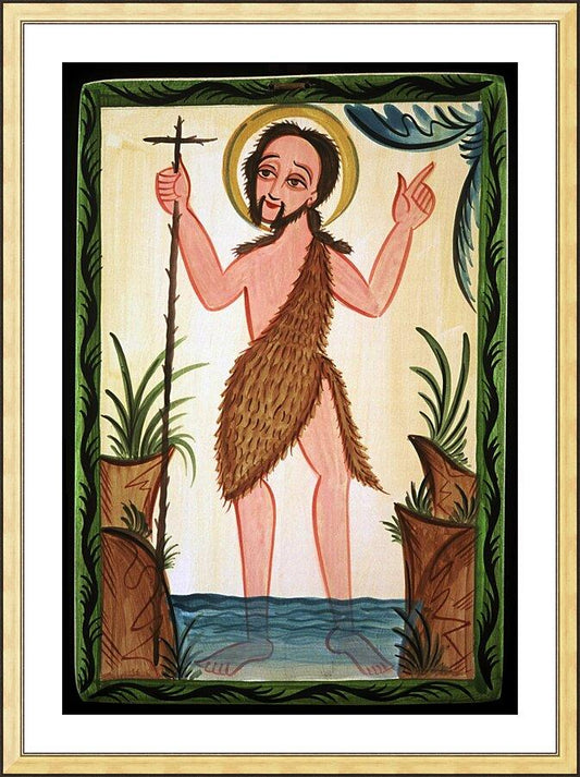 Wall Frame Gold, Matted - St. John the Baptist by Br. Arturo Olivas, OFS - Trinity Stores