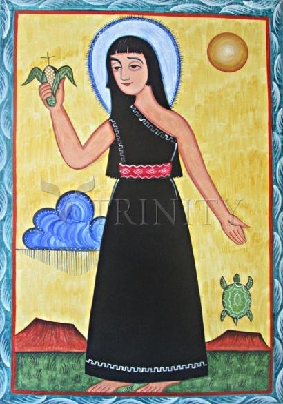Wall Frame Espresso, Matted - St. Kateri Tekakwitha by Br. Arturo Olivas, OFS - Trinity Stores