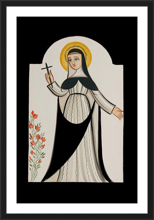 Wall Frame Black, Matted - St. Rose of Lima by Br. Arturo Olivas, OFM - Trinity Stores