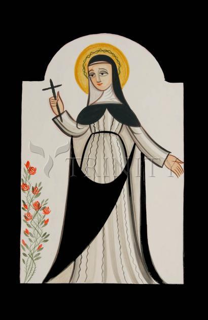 Wall Frame Black, Matted - St. Rose of Lima by Br. Arturo Olivas, OFS - Trinity Stores