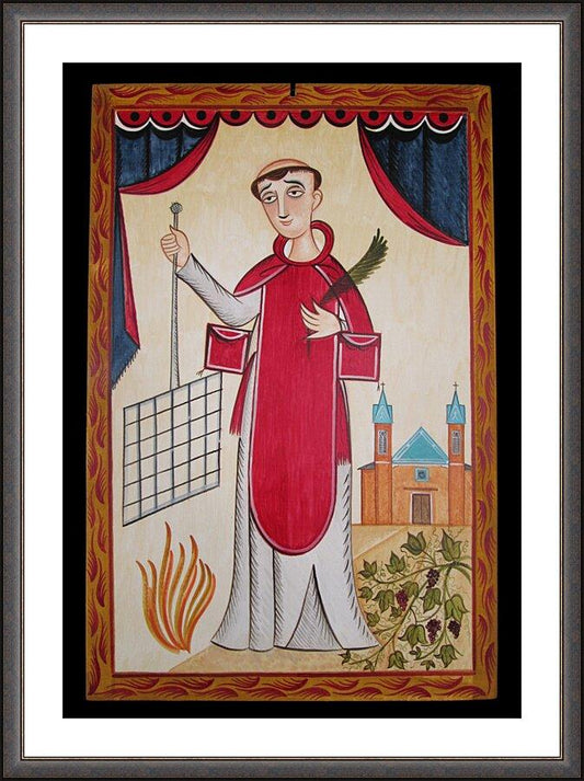 Wall Frame Espresso, Matted - St. Lawrence by Br. Arturo Olivas, OFS - Trinity Stores