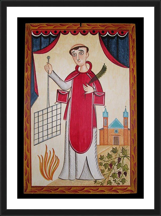 Wall Frame Black, Matted - St. Lawrence by Br. Arturo Olivas, OFM - Trinity Stores