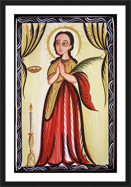 Wall Frame Black, Matted - St. Lucy by Br. Arturo Olivas, OFM - Trinity Stores