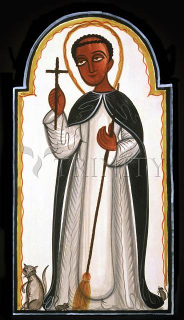 Wall Frame Gold - St. Martin de Porres by Br. Arturo Olivas, OFS - Trinity Stores