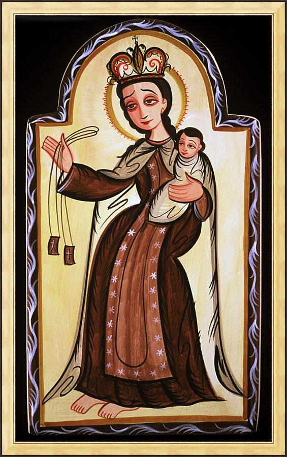 Wall Frame Gold - Our Lady of Mt. Carmel by Br. Arturo Olivas, OFS - Trinity Stores