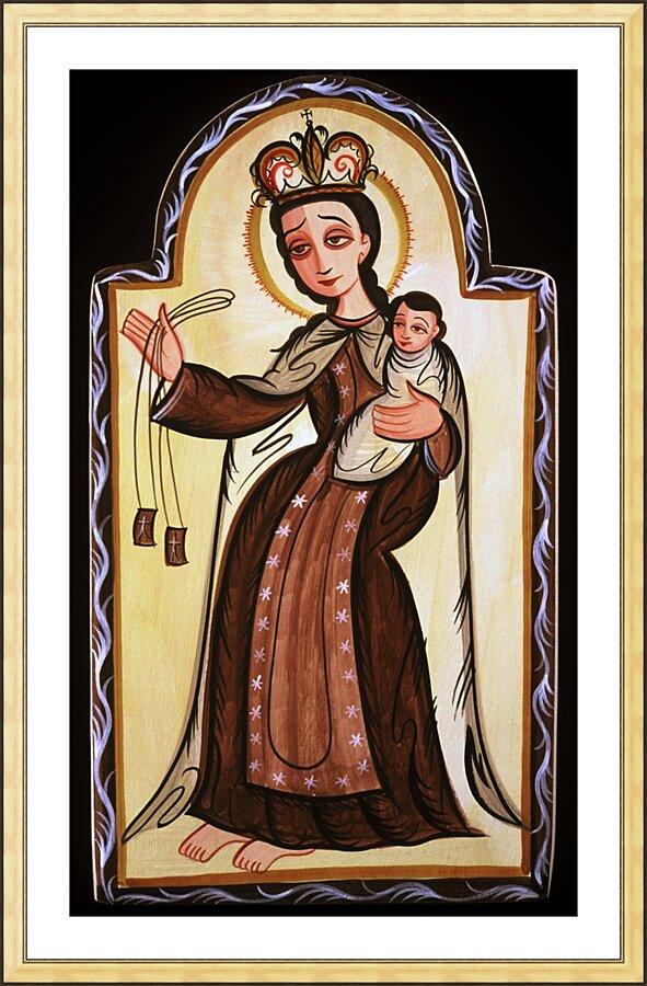 Wall Frame Gold, Matted - Our Lady of Mt. Carmel by Br. Arturo Olivas, OFS - Trinity Stores