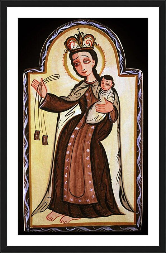 Wall Frame Black, Matted - Our Lady of Mt. Carmel by Br. Arturo Olivas, OFM - Trinity Stores