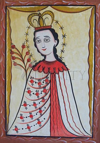 Wall Frame Espresso, Matted - Our Lady of the Roses by Br. Arturo Olivas, OFS - Trinity Stores