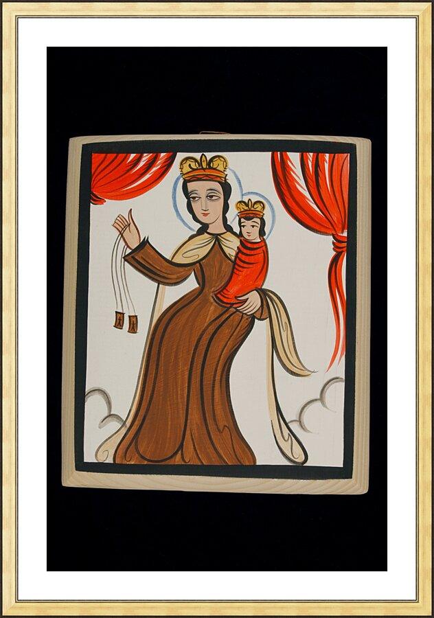 Wall Frame Gold, Matted - Our Lady of Mt. Carmel by Br. Arturo Olivas, OFS - Trinity Stores