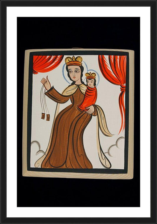 Wall Frame Black, Matted - Our Lady of Mt. Carmel by Br. Arturo Olivas, OFM - Trinity Stores