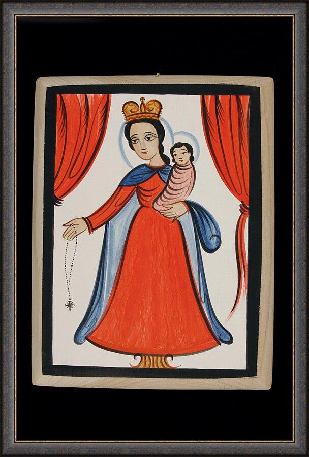 Wall Frame Espresso - Our Lady of the Rosary by Br. Arturo Olivas, OFS - Trinity Stores