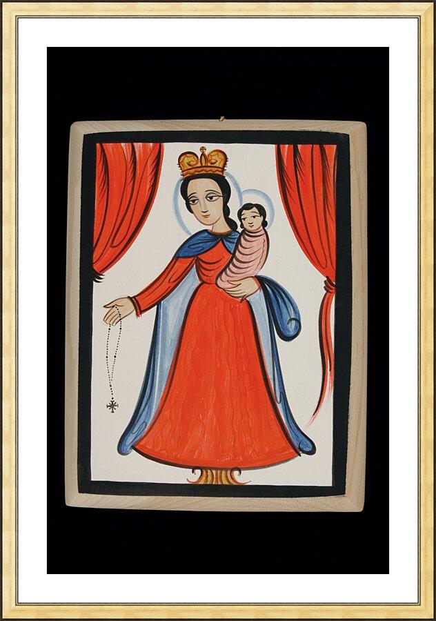 Wall Frame Gold, Matted - Our Lady of the Rosary by Br. Arturo Olivas, OFS - Trinity Stores
