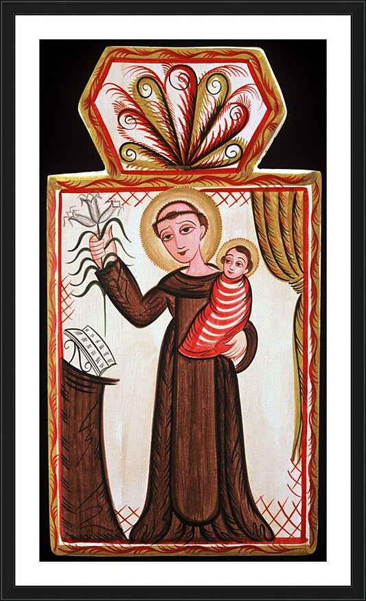 Wall Frame Black, Matted - St. Anthony of Padua by Br. Arturo Olivas, OFM - Trinity Stores