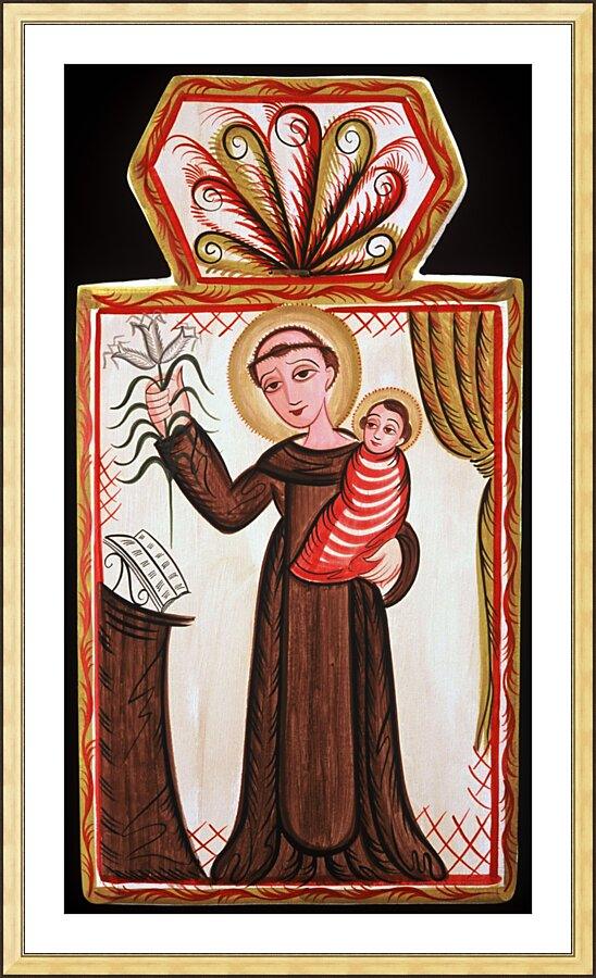 Wall Frame Gold, Matted - St. Anthony of Padua by Br. Arturo Olivas, OFS - Trinity Stores