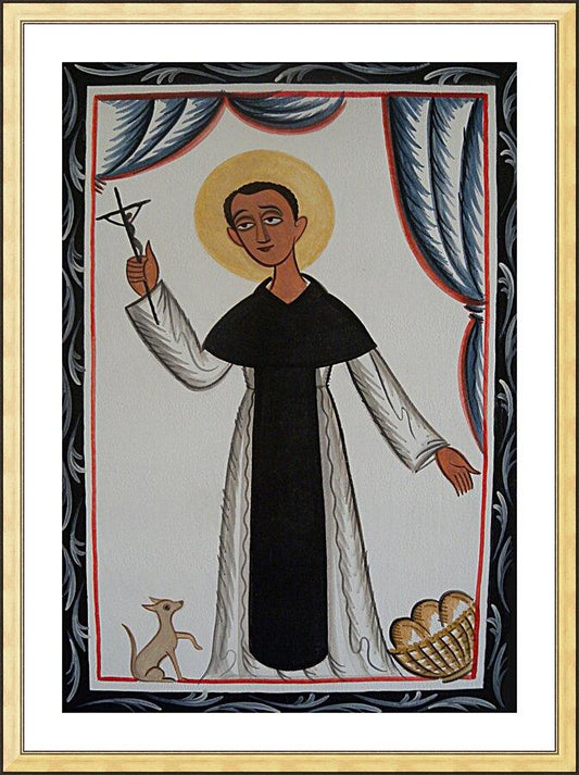 Wall Frame Gold, Matted - St. Martin de Porres by Br. Arturo Olivas, OFS - Trinity Stores