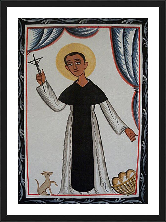 Wall Frame Black, Matted - St. Martin de Porres by Br. Arturo Olivas, OFS - Trinity Stores