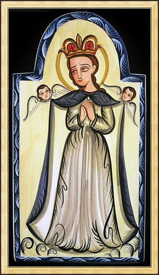 Wall Frame Gold - Our Lady, Queen of the Angels by Br. Arturo Olivas, OFS - Trinity Stores