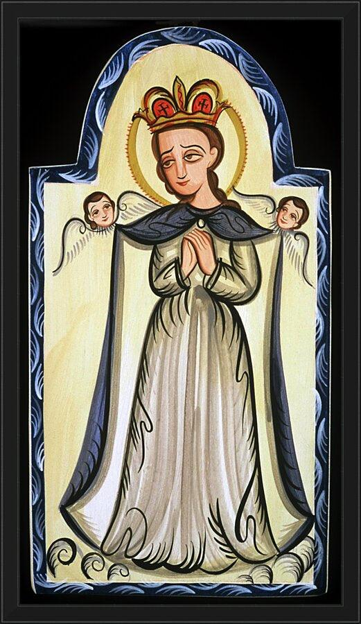 Wall Frame Black - Our Lady, Queen of the Angels by Br. Arturo Olivas, OFS - Trinity Stores