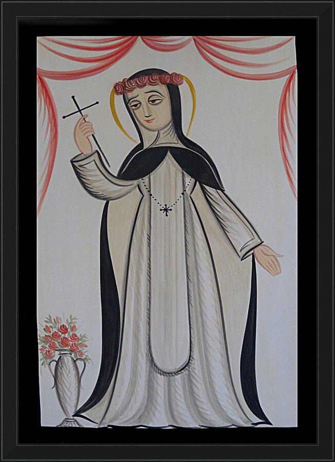 Wall Frame Black - St. Rose of Lima by Br. Arturo Olivas, OFS - Trinity Stores