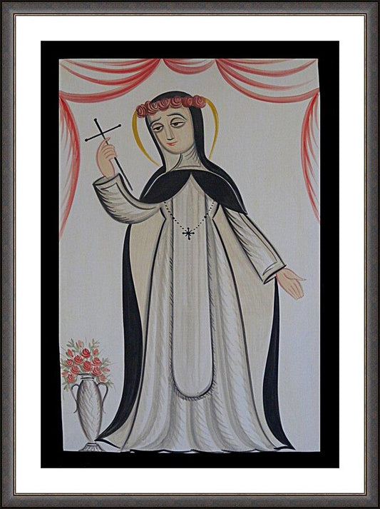 Wall Frame Espresso, Matted - St. Rose of Lima by Br. Arturo Olivas, OFS - Trinity Stores