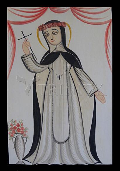 Wall Frame Black, Matted - St. Rose of Lima by Br. Arturo Olivas, OFS - Trinity Stores