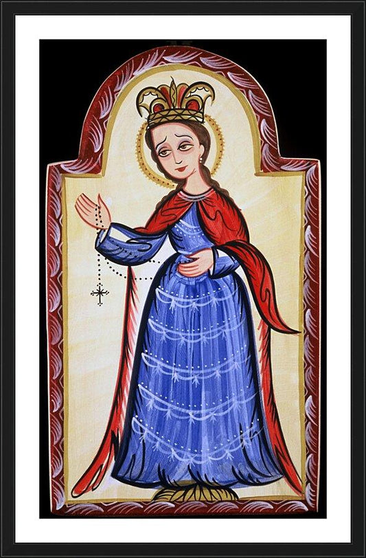 Wall Frame Black, Matted - Our Lady of the Rosary by Br. Arturo Olivas, OFM - Trinity Stores