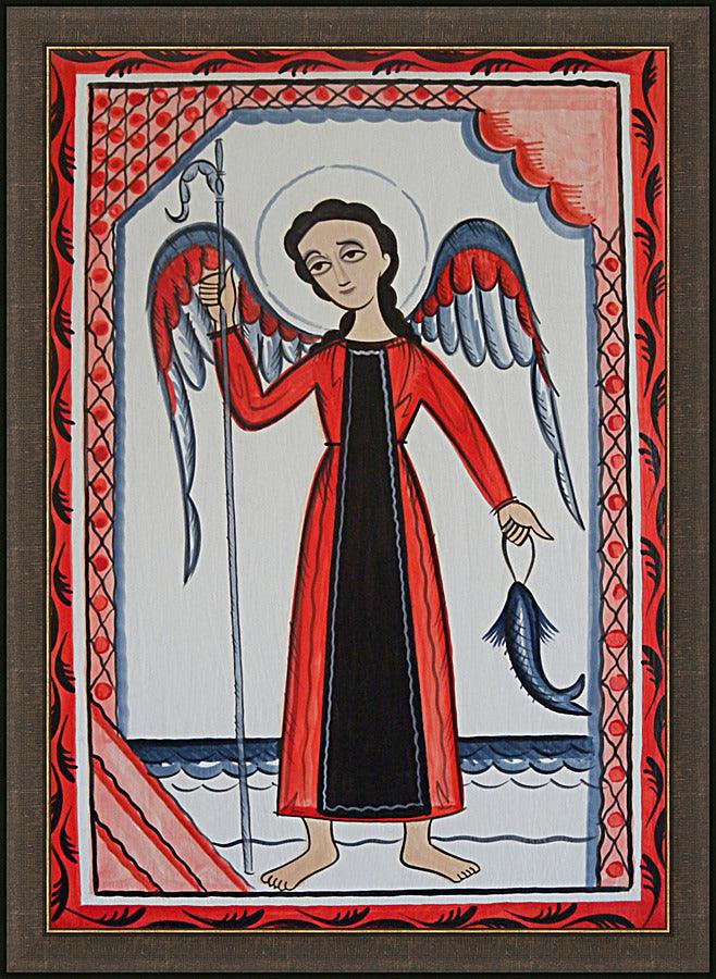 Wall Frame Espresso - St. Raphael Archangel by Br. Arturo Olivas, OFS - Trinity Stores