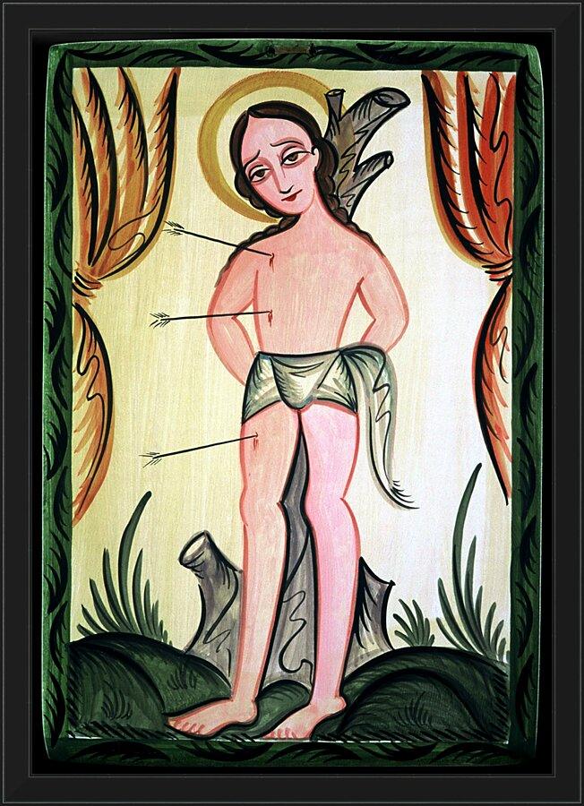 Wall Frame Black - St. Sebastian by Br. Arturo Olivas, OFS - Trinity Stores