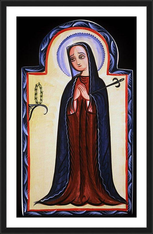 Wall Frame Black, Matted - Mater Dolorosa - Mother of Sorrows by Br. Arturo Olivas, OFM - Trinity Stores