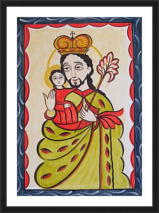 Wall Frame Black, Matted - St. Joseph by Br. Arturo Olivas, OFS - Trinity Stores